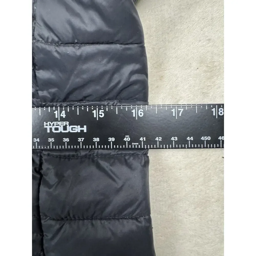 Lands End Girls L 10-12 Black Hooded Lightweight Puffer Jacket Full Zip
